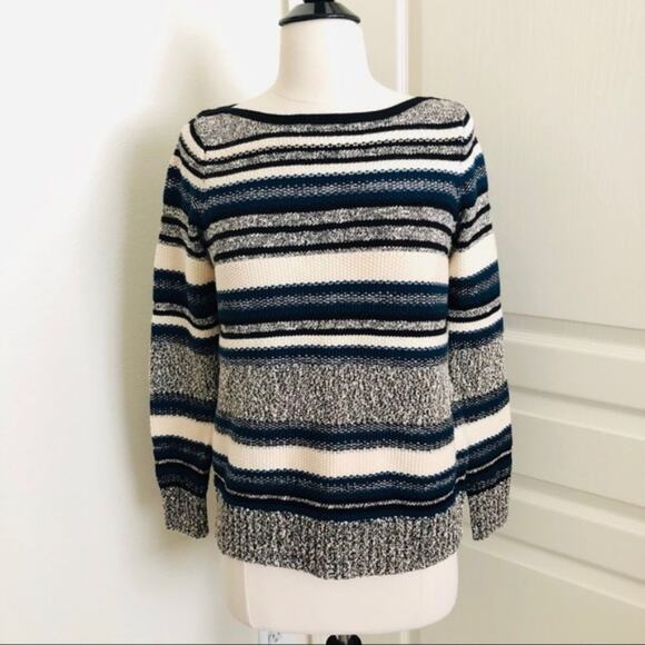 Vince textured knit wool pullover striped sweater - Picture 3 of 7